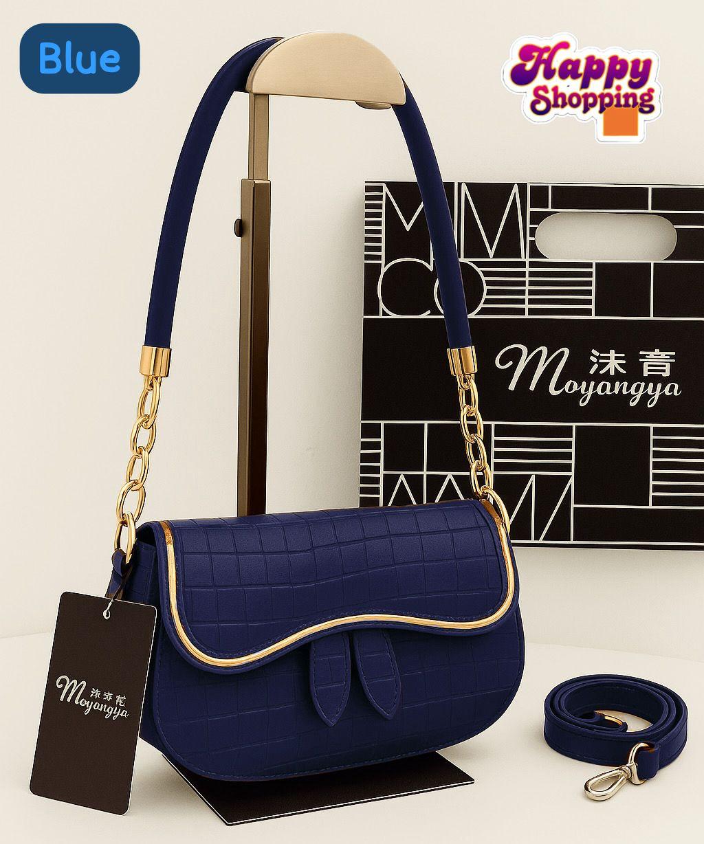 Elegant Croc-Texture Shoulder Bag with Gold Chain Accent – 5 Stylish Colors