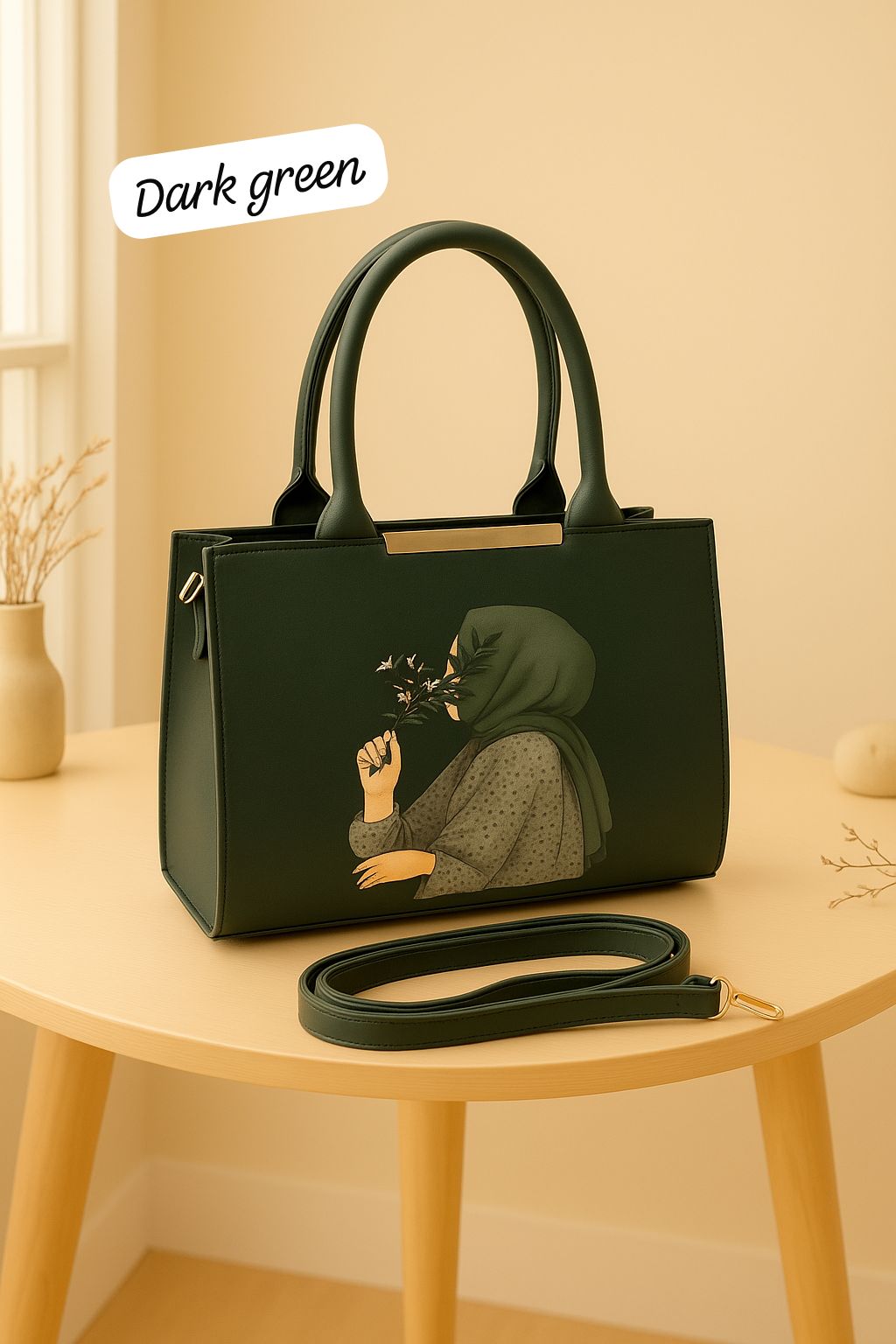 Stylish Printed Handbag with Adjustable Strap – Multiple Colors