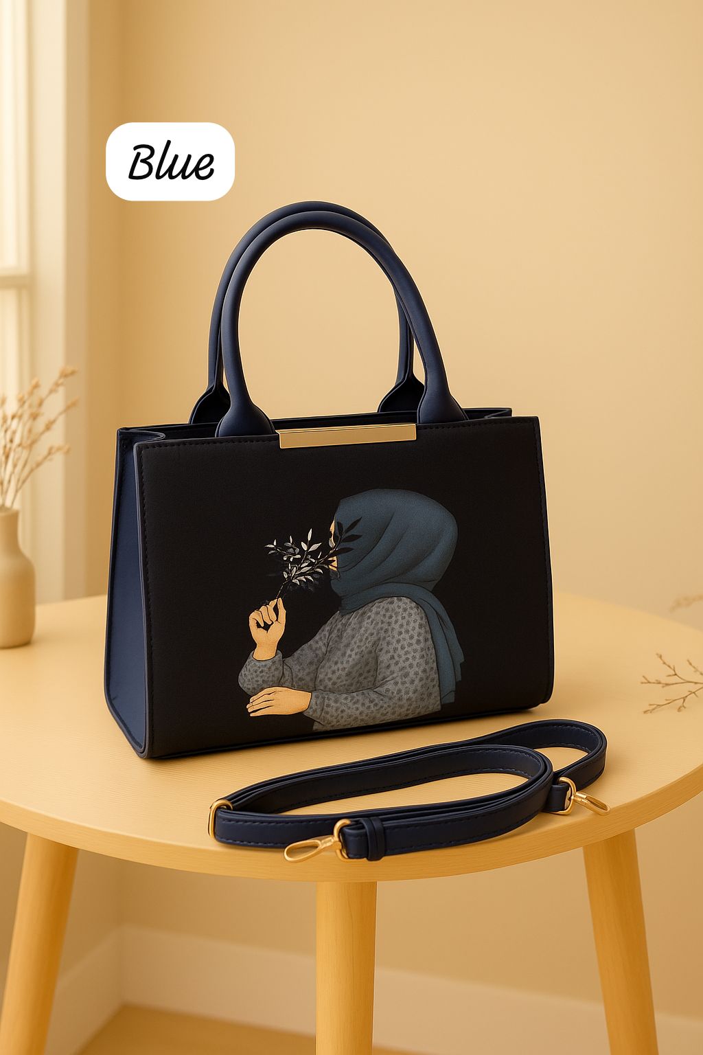 Stylish Printed Handbag with Adjustable Strap – Multiple Colors