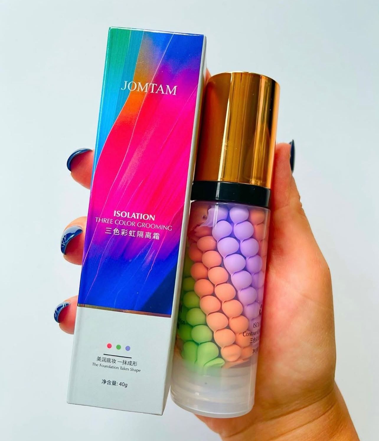 JOMTAM/JOLYUM Three-Color Rainbow Makeup Isolation Cream | Hydrating Color Correcting Primer
