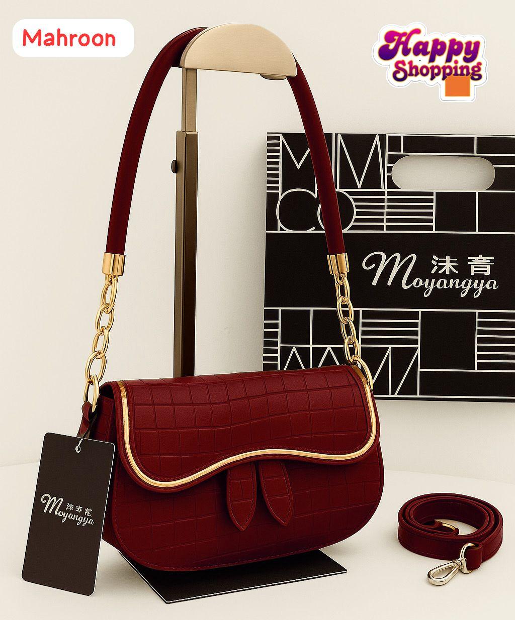 Elegant Croc-Texture Shoulder Bag with Gold Chain Accent – 5 Stylish Colors