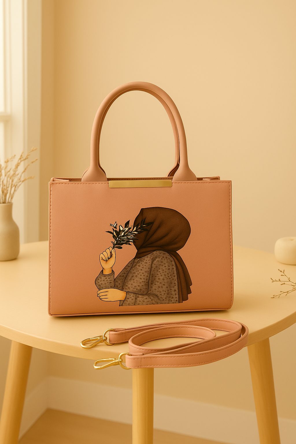 Stylish Printed Handbag with Adjustable Strap – Multiple Colors